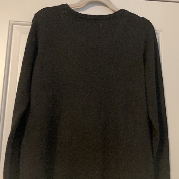 Celebrate Together Sweater Womens Med Black With Fuzzy Hearts Knit Hole - Picture 10 of 10